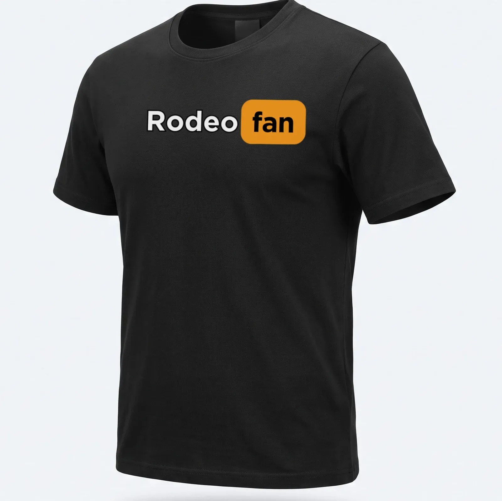 Bold Rodeo Fan T-shirt with black, orange, and white typography. — printed on a unisex t-shirt