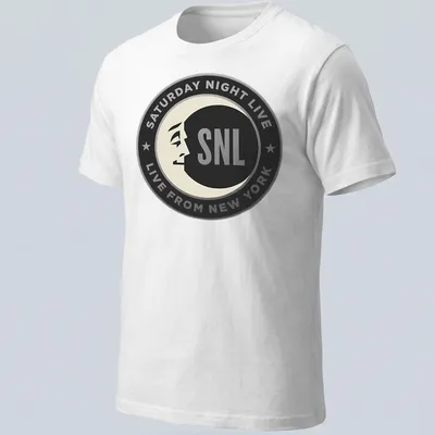 Moon face logo featuring Saturday Night Live SNL text in black and gray.