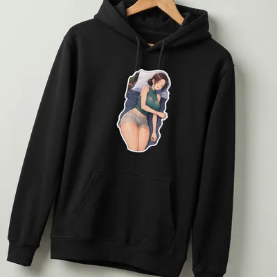 Anime girl sleeping under a blanket in cozy colors — printed on a unisex hoodie