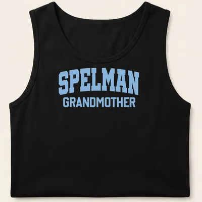 Bold collegiate Spelman Grandmother t-shirt in light blue celebrating family pride — printed on a tank top