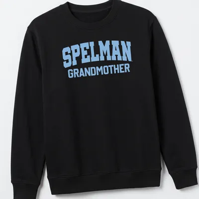 Bold collegiate Spelman Grandmother t-shirt in light blue celebrating family pride — printed on a unisex sweatshirt