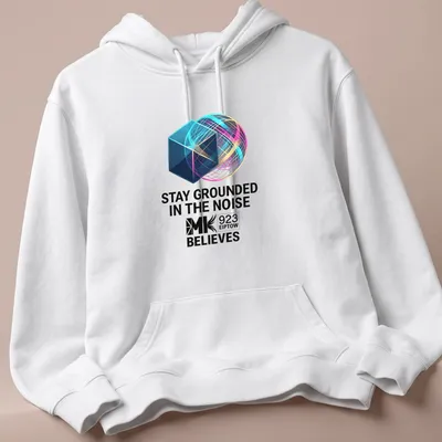 Abstract design with geometric shapes and inspirational text in various colors — printed on a unisex hoodie