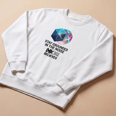 Abstract design with geometric shapes and inspirational text in various colors — printed on a unisex sweatshirt