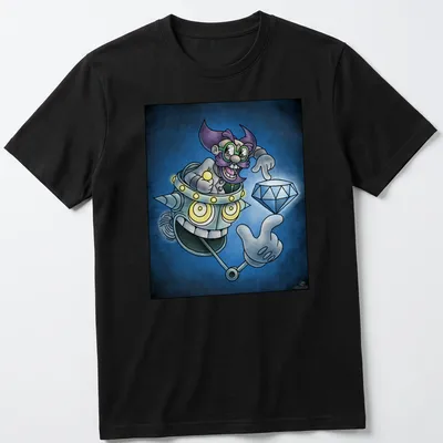Cartoon mad scientist Dr. Khal in vibrant colors with humorous text. — printed on a unisex t-shirt