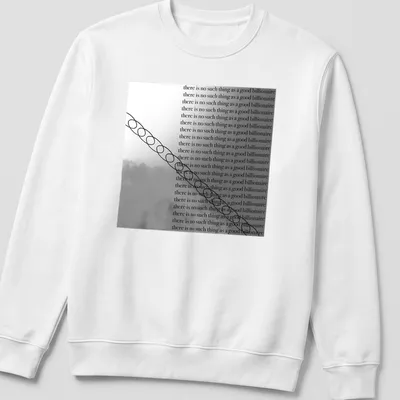 Minimalist design featuring the phrase 'there is no such thing as a good billionaire' in black on white — printed on a unisex sweatshirt