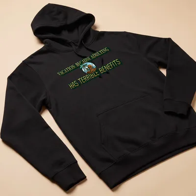 Vintage tropical design featuring a skeleton and palm tree with humorous text — printed on a unisex hoodie