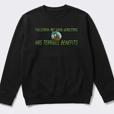 Vintage tropical design featuring a skeleton and palm tree with humorous text — printed on a unisex sweatshirt
