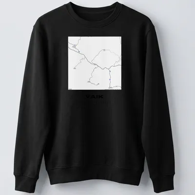 Minimalist design with coordinates of Vaik, Armenia in black and white. — printed on a unisex sweatshirt