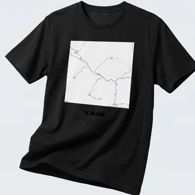 Minimalist design with coordinates of Vaik, Armenia in black and white.