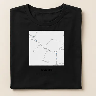 Minimalist design with coordinates of Vaik, Armenia in black and white. — printed on a women's shirt