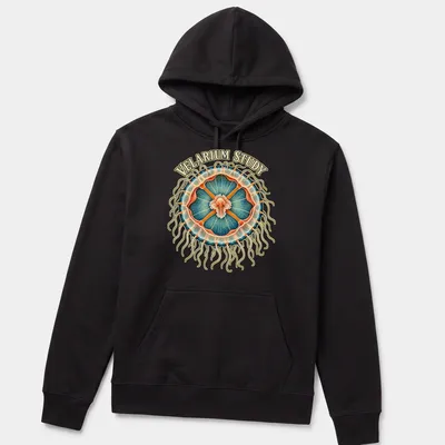 Detailed illustration of jellyfish anatomy in vibrant colors — printed on a unisex hoodie
