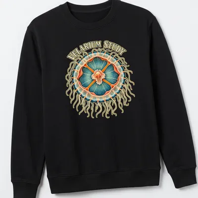 Detailed illustration of jellyfish anatomy in vibrant colors — printed on a unisex sweatshirt