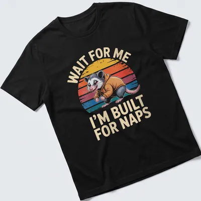 Vintage retro T-shirt featuring possums and the phrase about napping in bright colors