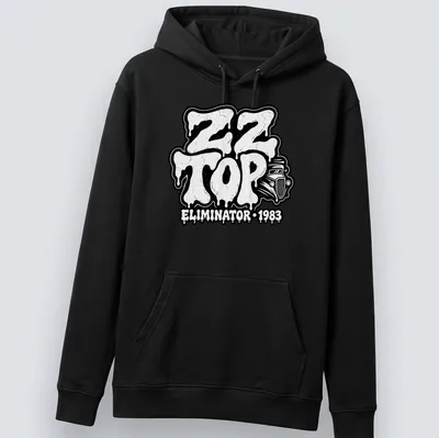 Vintage T-shirt featuring dripping font and classic car design for ZZ Top fans — printed on a unisex hoodie