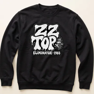 Vintage T-shirt featuring dripping font and classic car design for ZZ Top fans — printed on a unisex sweatshirt